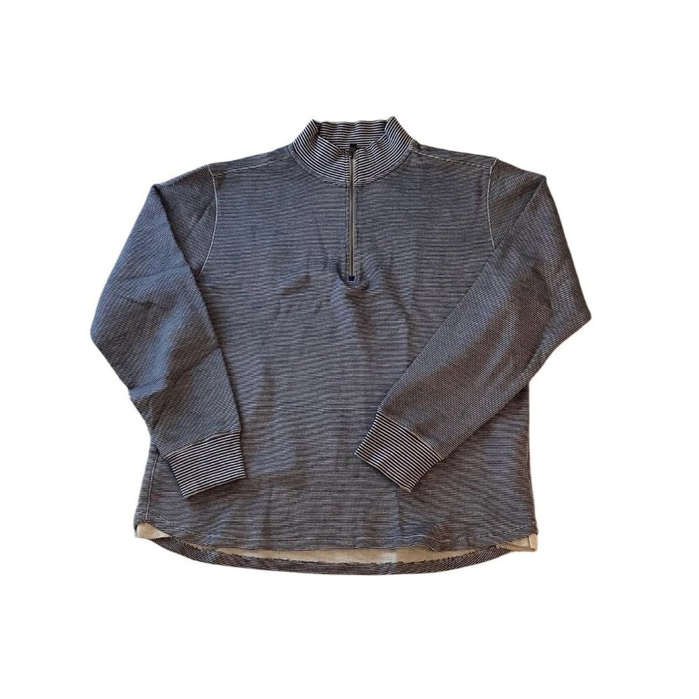 Robert Graham Blue Striped 1/4 Zip Long Sleeve Shirt Men Large